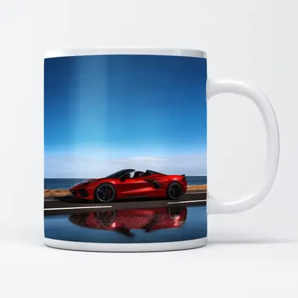 Red Chevrolet Corvette Coastal Road Side View