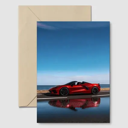Red Chevrolet Corvette Coastal Road Side View
