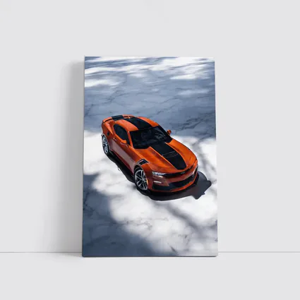Chevrolet Camaro Orange on White Marble