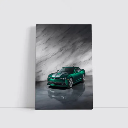 Chevrolet Camaro Green on Marble Background
