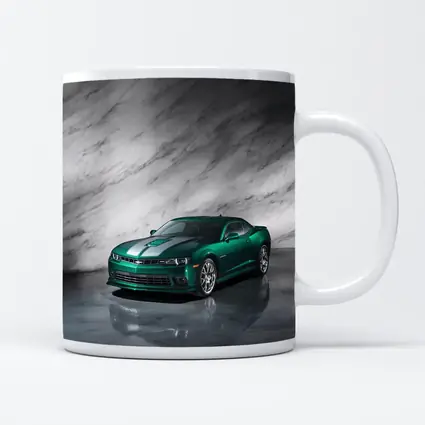 Chevrolet Camaro Green on Marble Background
