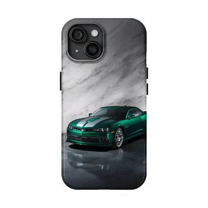 Chevrolet Camaro Green on Marble Background
