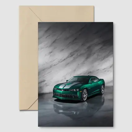 Chevrolet Camaro Green on Marble Background