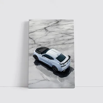 Chevrolet Camaro White on Marble Floor