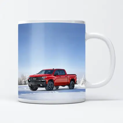 Chevrolet Silverado Red Truck Snowy Winter Landscape