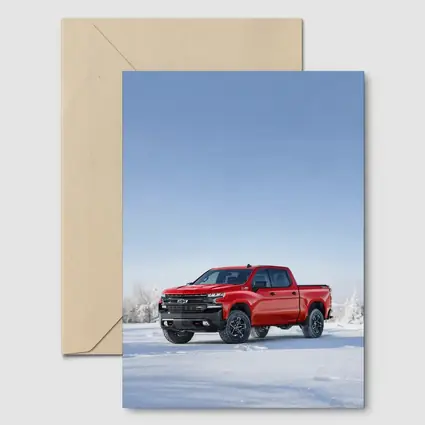 Chevrolet Silverado Red Truck Snowy Winter Landscape