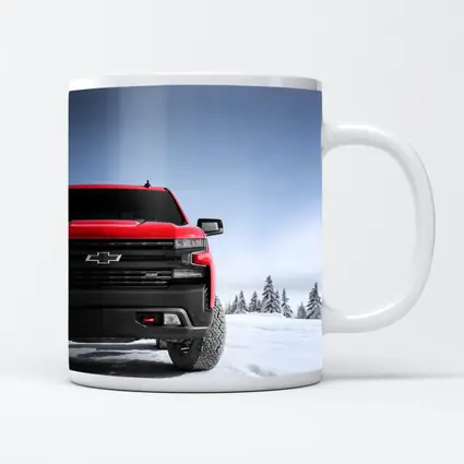 Chevrolet Silverado Red Truck Snowy Winter Landscape