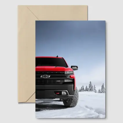Chevrolet Silverado Red Truck Snowy Winter Landscape