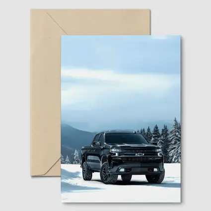 Chevrolet Silverado Black Truck Snowy Mountains