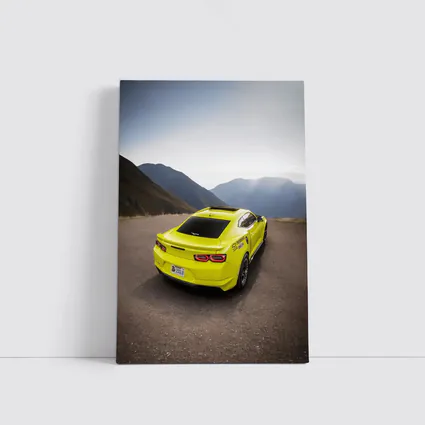 Yellow Chevrolet Camaro Mountain Road Rear View