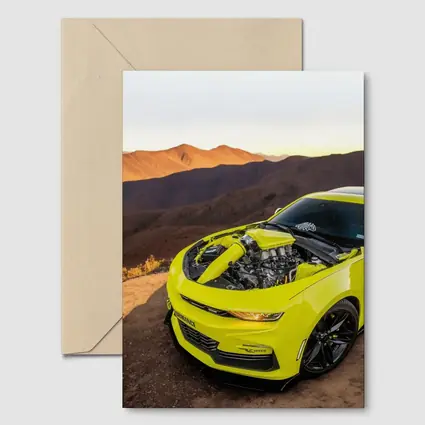 Chevrolet Camaro Yellow Engine Mountain Desert