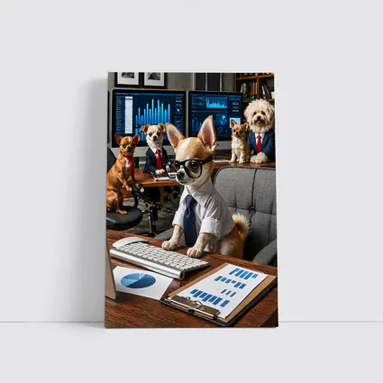 Chihuahua Boss Dogs Working Office Meeting