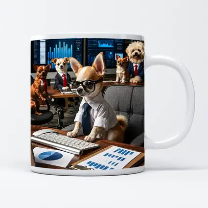 Chihuahua Boss Dogs Working Office Meeting