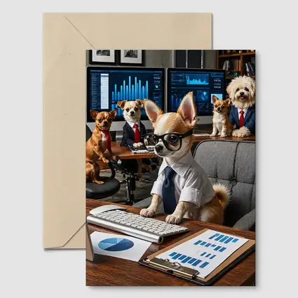 Chihuahua Boss Dogs Working Office Meeting
