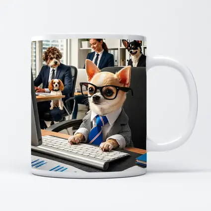 Chihuahua Boss Working In Corporate Office