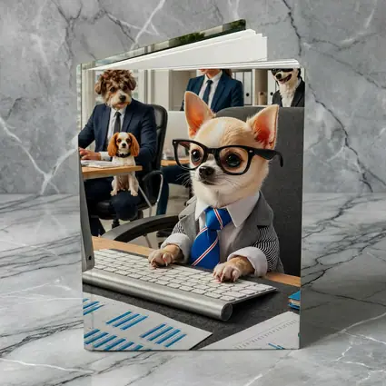 Chihuahua Boss Working In Corporate Office