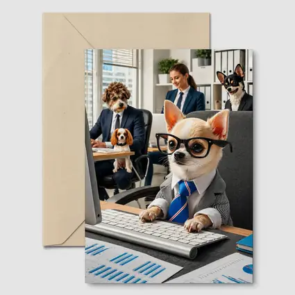 Chihuahua Boss Working In Corporate Office