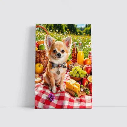 Chihuahua Sitting at Summer Picnic Spread