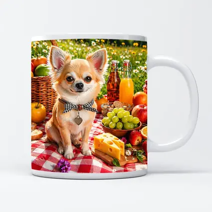 Chihuahua Sitting at Summer Picnic Spread
