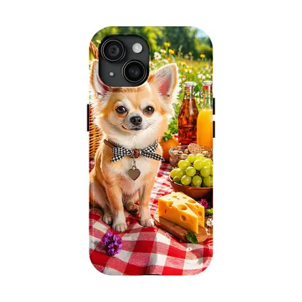 Chihuahua Sitting at Summer Picnic Spread