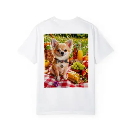 Chihuahua Sitting at Summer Picnic Spread