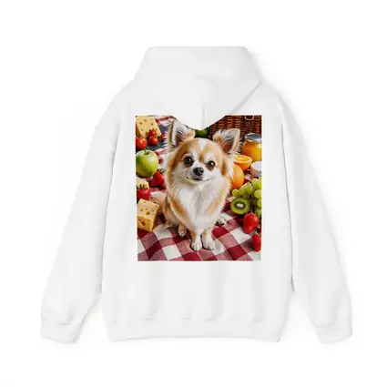 Chihuahua Sitting at Fruit Picnic Blanket