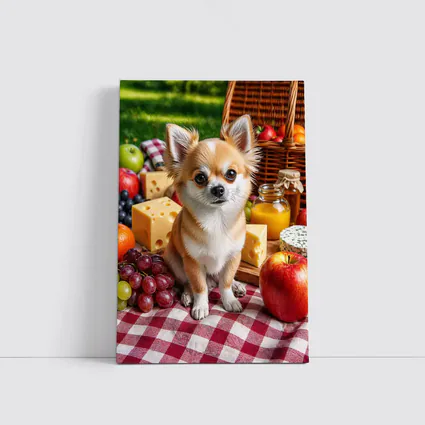 Chihuahua Sitting at Summer Picnic Spread