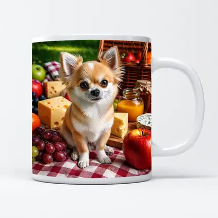 Chihuahua Sitting at Summer Picnic Spread