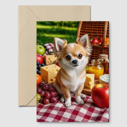 Chihuahua Sitting at Summer Picnic Spread