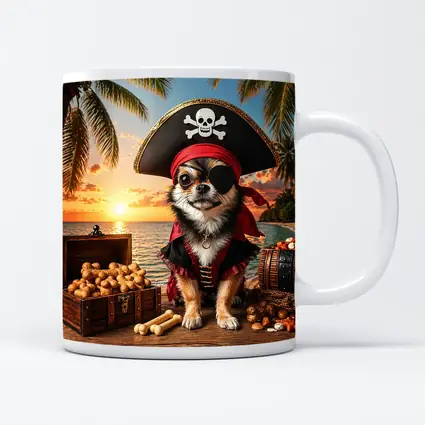 Chihuahua Pirate Dog Tropical Beach Sunset