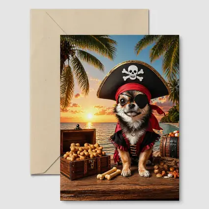 Chihuahua Pirate Dog Tropical Beach Sunset