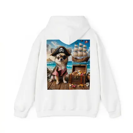 Chihuahua Pirate Dog With Treasure Chest Ocean