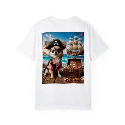 Chihuahua Pirate Dog With Treasure Chest Ocean