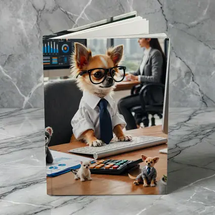 Chihuahua Boss Working At Office Desk