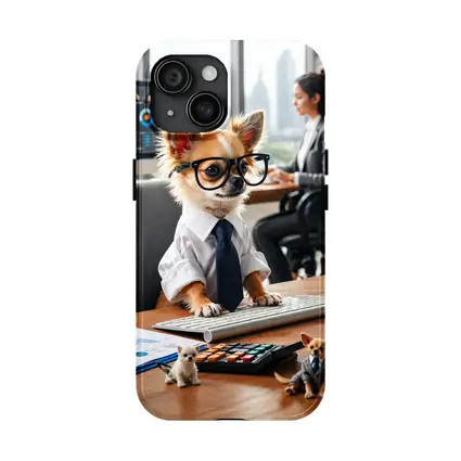 Chihuahua Boss Working At Office Desk