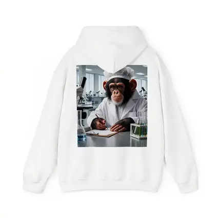 Chimpanzee Scientist Writing Notes In Laboratory
