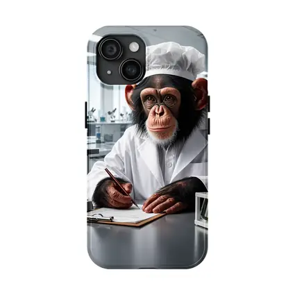 Chimpanzee Scientist Writing Notes In Laboratory