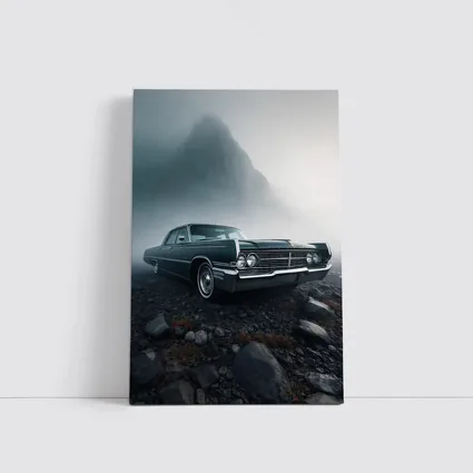 Chrysler Classic Car Foggy Mountain Scene