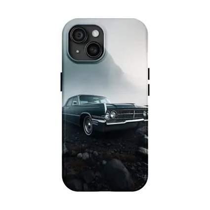 Chrysler Classic Car Foggy Mountain Scene