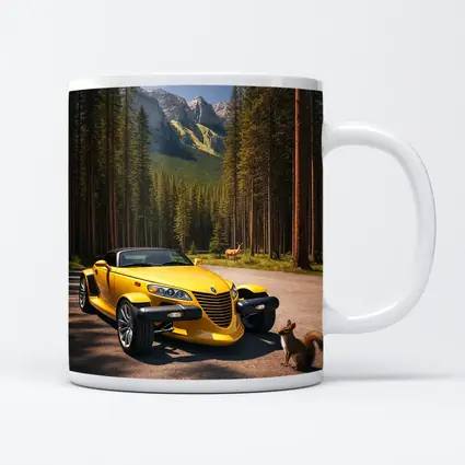 Yellow Chrysler Prowler Forest Mountain Road