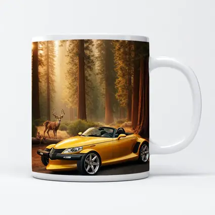 Chrysler Prowler Yellow Roadster Forest Deer