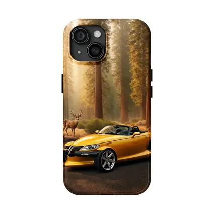 Chrysler Prowler Yellow Roadster Forest Deer