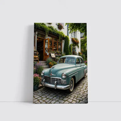 Chrysler Vintage Car French Flower Shop Street