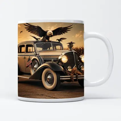 Chrysler Classic Car Bald Eagle American Flag