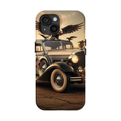 Chrysler Classic Car Bald Eagle American Flag