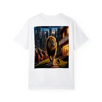 Lion Walking Past City Cinema at Night