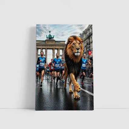 Lion Leading Berlin Marathon Brandenburg Gate Race
