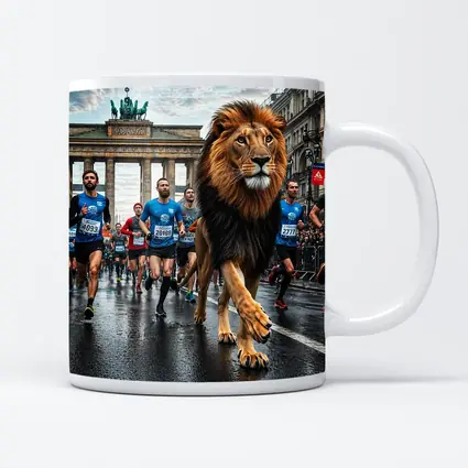Lion Leading Berlin Marathon Brandenburg Gate Race