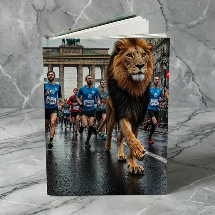 Lion Leading Berlin Marathon Brandenburg Gate Race