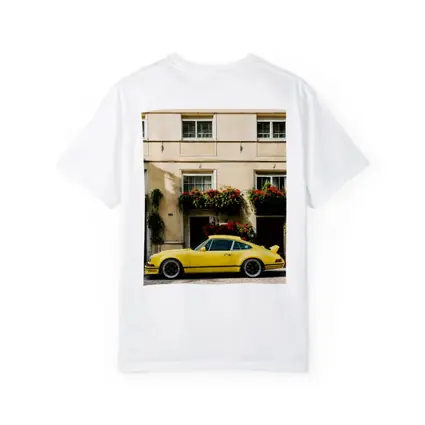 Yellow Porsche 911 Parked Alpine Village